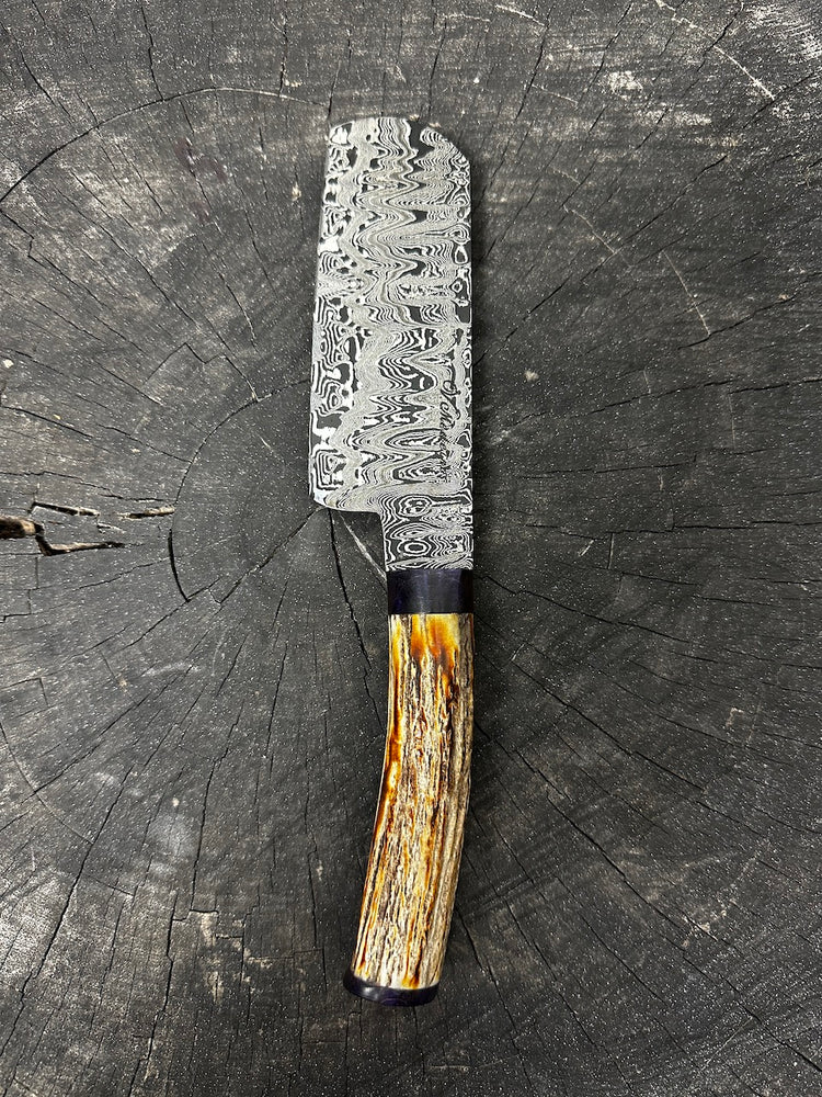 5.5" Damascus Cleaver Knife, Deer Antler, CS1095 15n20