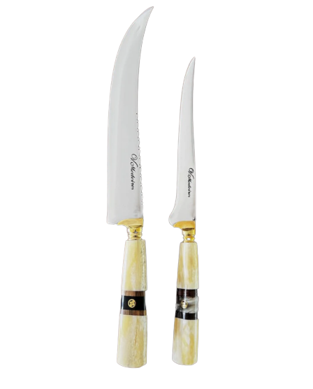 BBQ Knife Duo Set of Ostrich Bone Handle SS420